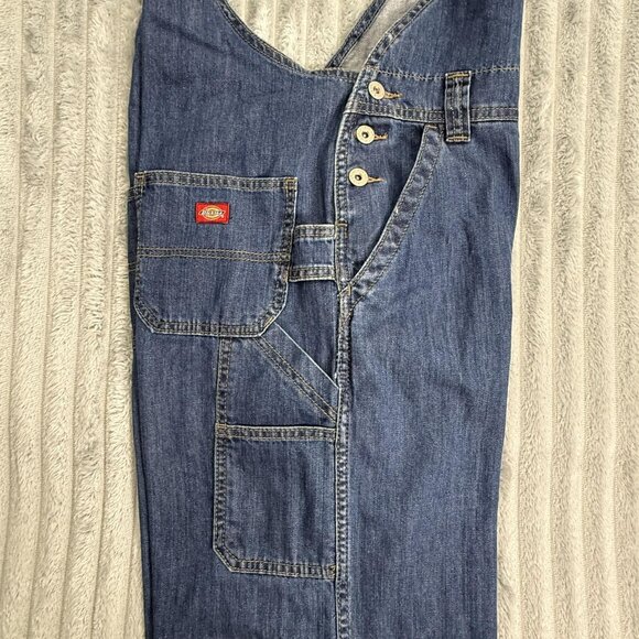Dickies Carpenter Bib Overalls Womens Small Blue Denim Relaxed Fit Straight Leg - Picture 12 of 16